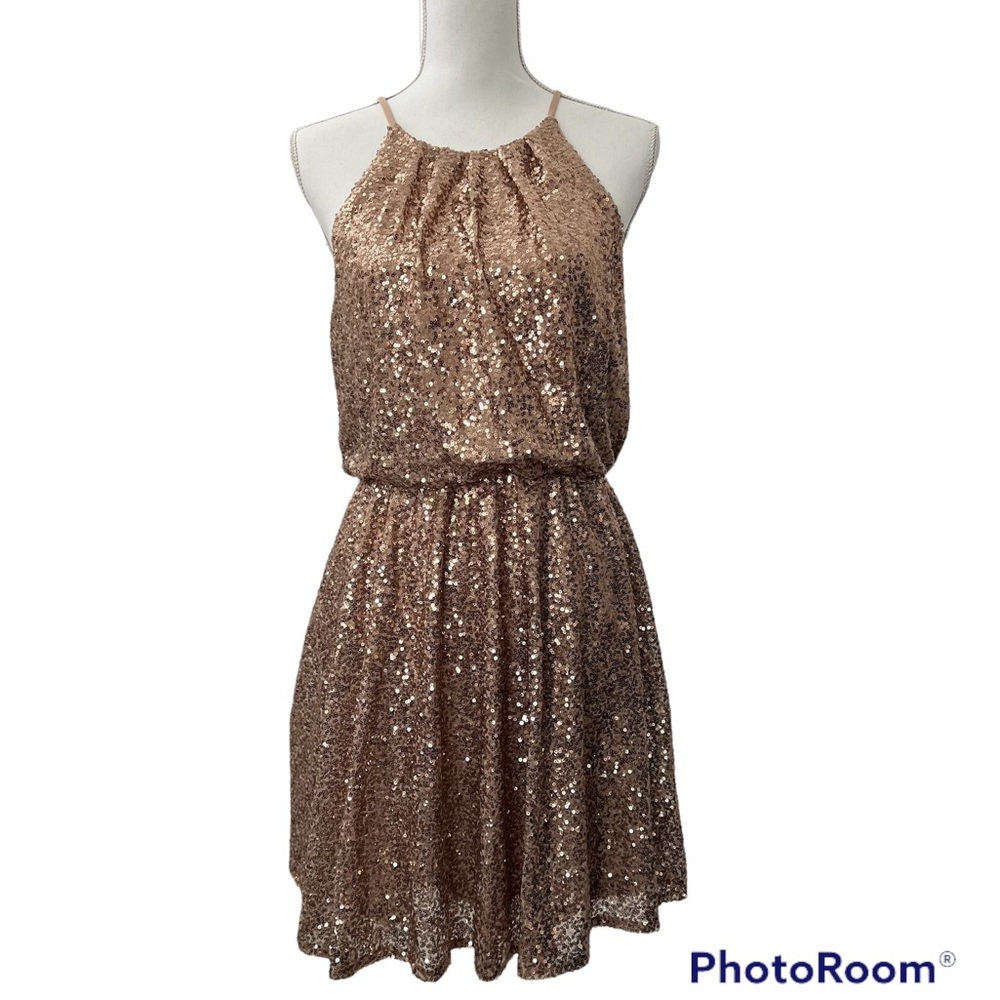 F21 Halter sequin dress in Rose Gold, Medium